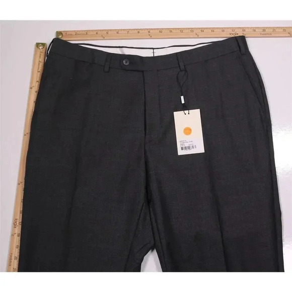 Suitsupply Brescia Solid Gray Flat Front Super 110's Wool Dress Pants 38x36 - Picture 4 of 7